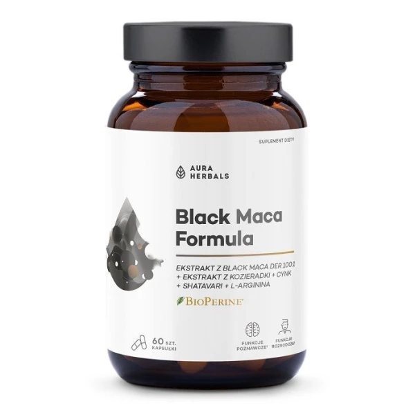 Aura Herbals, Black Maca Formula, 60 kapsułek