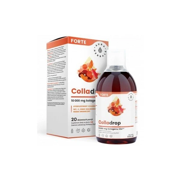 Aura Herbals, Colladrop Forte, kolagen morski 10000mg, płyn, 500ml