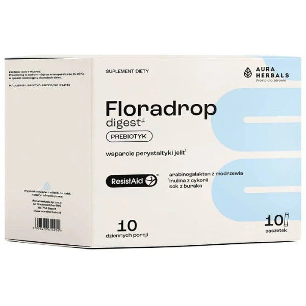 Aura Herbals, Floradrop Digest, Prebiotyk, proszek, 10 saszetek