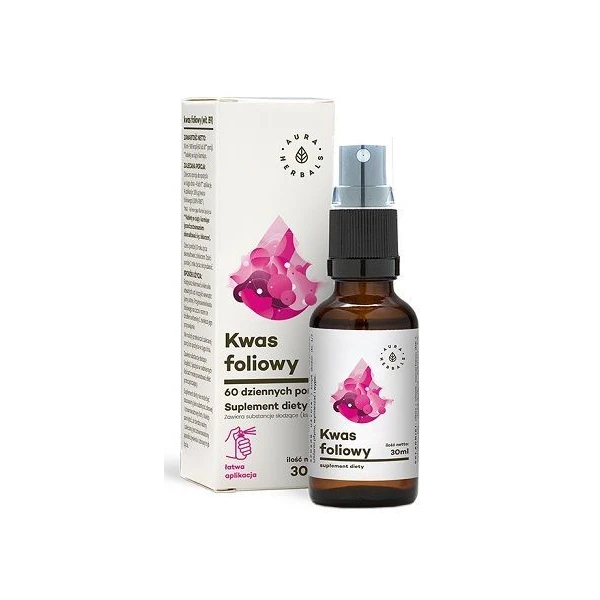 Aura Herbals, kwas foliowy, aerozol doustny, 30ml