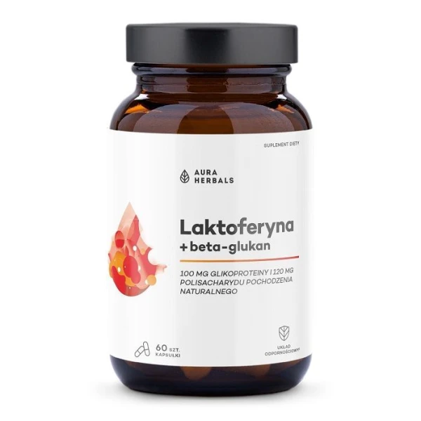 Aura Herbals, Laktoferyna + beta-glukan, 60 kapsułek