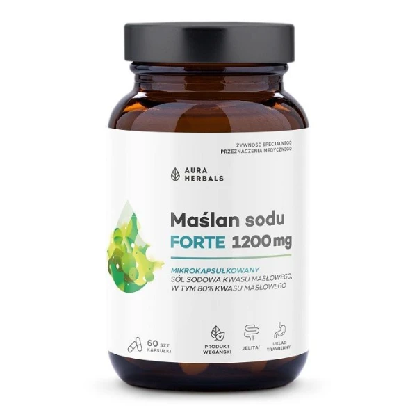 Aura Herbals, Maślan Sodu Forte 1200mg, 60 kapsułek