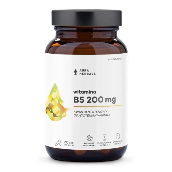 Aura Herbals, Witamina B5 200mg, 90 kapsułek