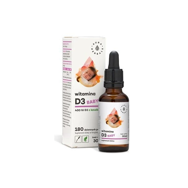 Aura Herbals, Witamina D3 Baby 400 IU, krople doustne, 30ml