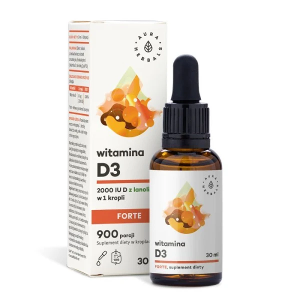 Aura Herbals, Witamina D3 Forte 2000 IU, krople, 30ml