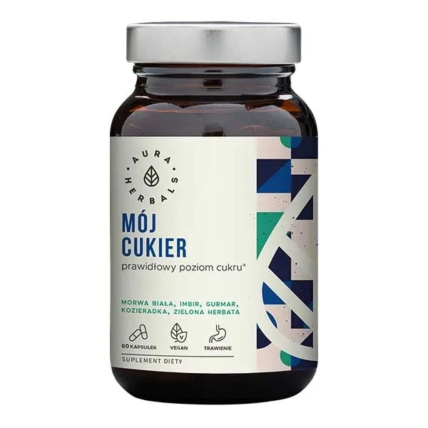 Aura Herbals, Mój Cukier, Prawidłowy Poziom Cukru, 60 kapsułek