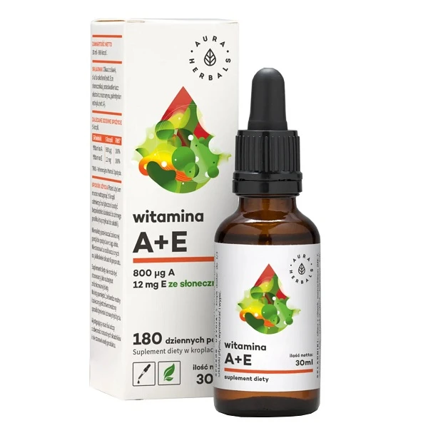 Aura Herbals, Witamina A+E, krople, 30ml