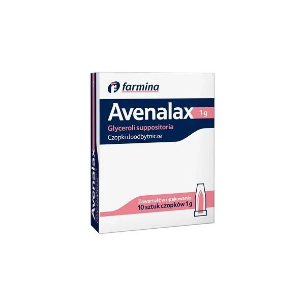 Avenalax 1g, czopki glicerolowe doodbytnicze, 10 sztuk