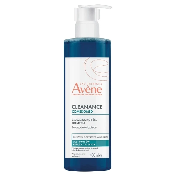 Avene Cleanance Comedomed, złuszczający żel do mycia twarzy, dekoltu i pleców, 400ml