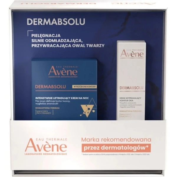 Avene Dermabsolu, intensywnie liftingujący krem na noc, 40ml + krem wypełniający kontur oka, 15ml