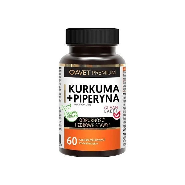[DATA - 2026-11-30] Avet Premium, Kurkuma + piperyna, 60 kapsułek
