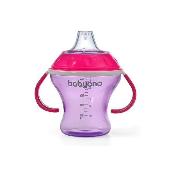 BabyOno, kubek niekapek z miękkim ustnikiem, różowy, po 3 miesiącu, 1456/02, 180ml