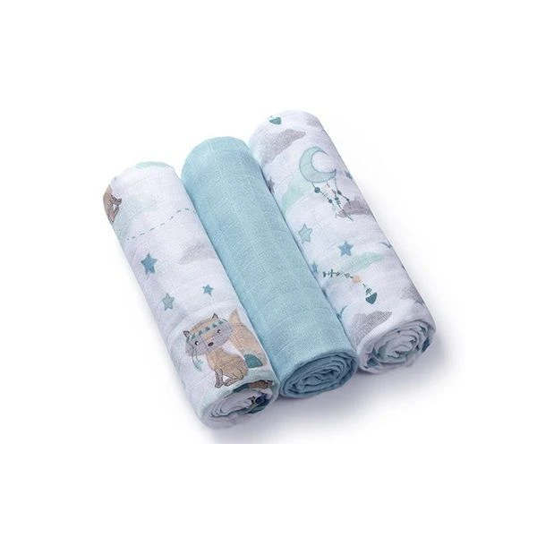 BabyOno, pieluchy bambusowe, turkusowe, 70cmx70cm, 397/12, 3 sztuki