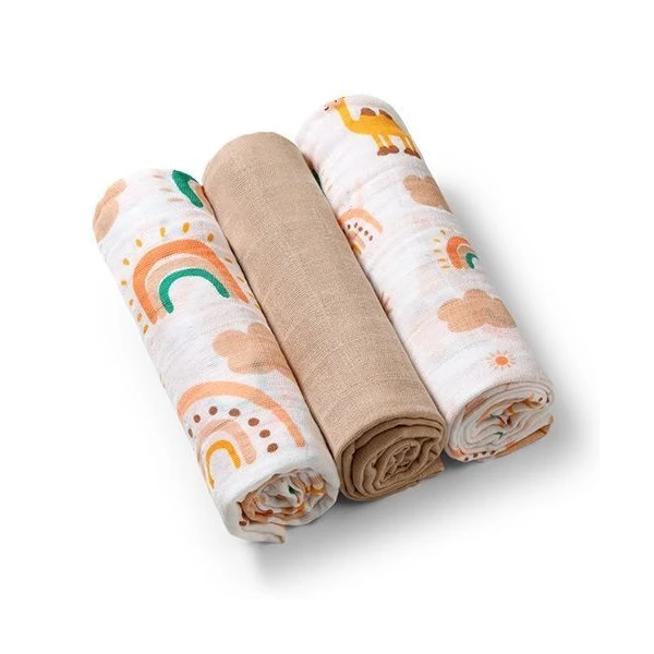 BabyOno, pieluchy muślinowe, beżowe, 70cmx70cm, 348/08, 3 sztuki
