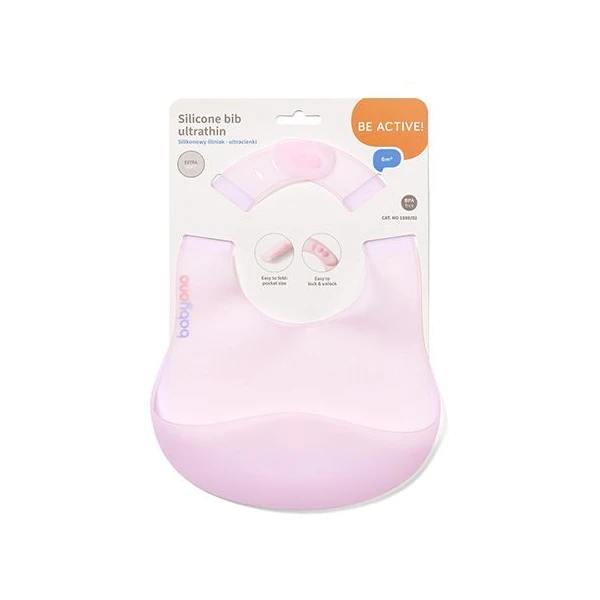 BabyOno, śliniak silikonowy ultracienki z kieszonką, po 6 miesiącu, 1598/02, 1 sztuka