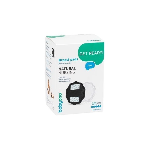 BabyOno, wkładki laktacyjne, Natural Nursing, kolor czarny, 298/02, 24 sztuki