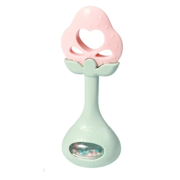 BabyOno, zabawka gryzak z grzechotką, Strawberry, po 3 miesiącu życia, 499/03, 1 sztuka