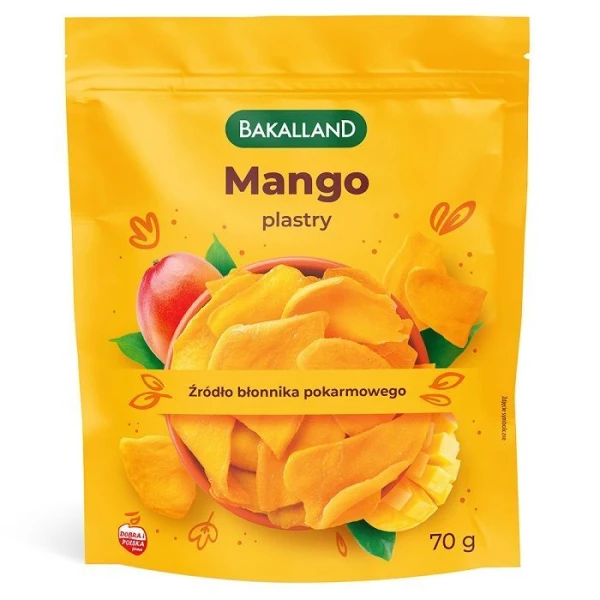 Bakalland, mango suszone, plastry, 70g