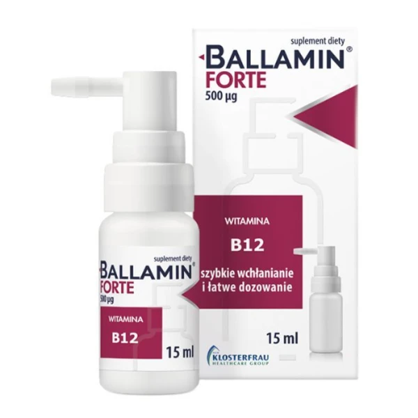 Ballamin Forte, witamina B12 500mcg, aerozol doustny, 15ml
