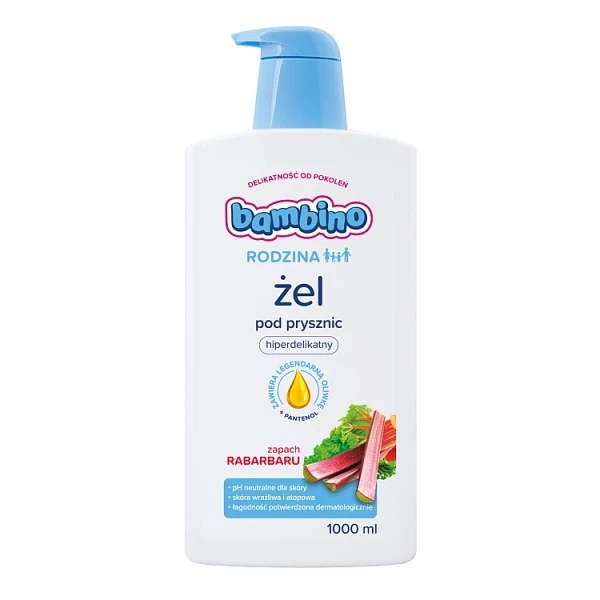Bambino Rodzina, żel pod prysznic, powyżej 3 roku życia, rabarbar, 1000ml