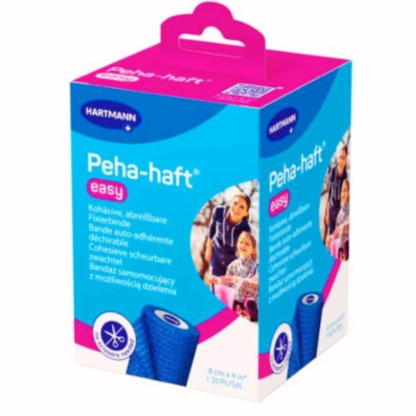 Bandaż samomocujący, Peha-haft Easy, Hartmann, 8cmx4m, kolor niebieski, 1 sztuka