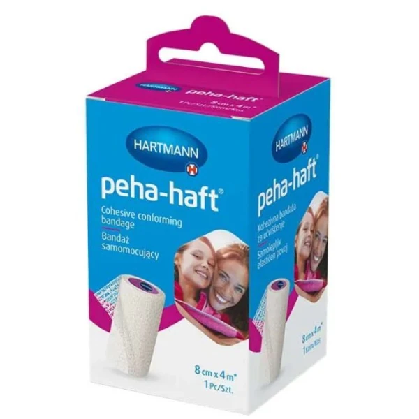 Bandaż samomocujący, Peha-haft, Hartmann, 8cmx4m, kolor biały, 1 sztuka