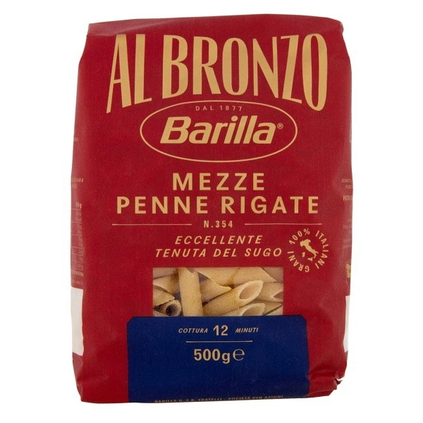 Barilla Al Bronzo, włoski makaron, Mezze Penne Rigate N354, 500g