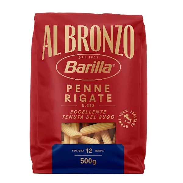 Barilla Al Bronzo, włoski makaron, Penne Rigate N352, 500g