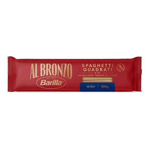 Barilla Al Bronzo, włoski makaro, Spaghetti Quadrati N337, 500g