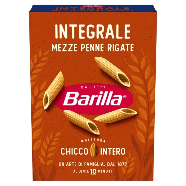 Barilla Integrale, włoski makaron pełnoziarnisty, Mezze Penne Rigate, 500g