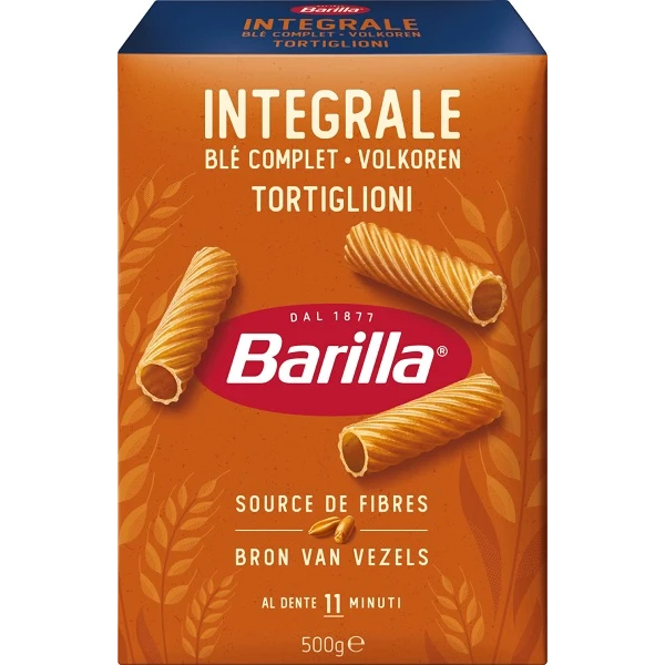 Barilla Integrale, włoski makaron pełnoziarnisty, Tortiglioni, 500g