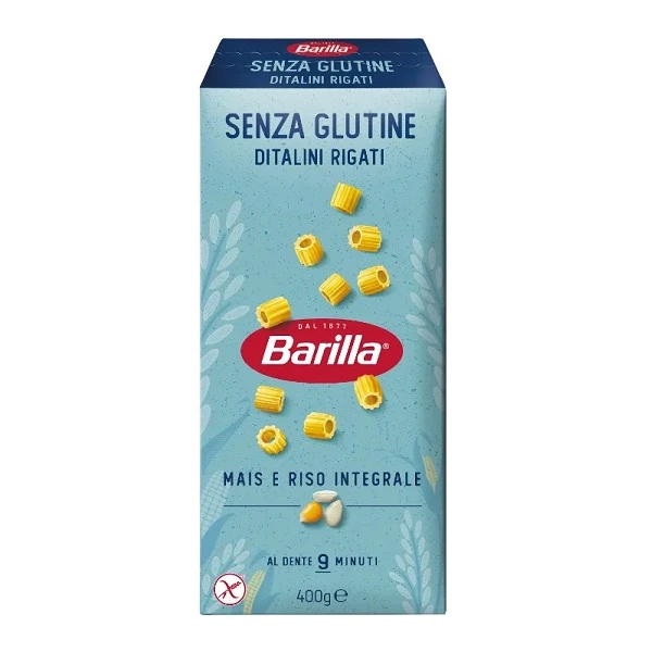 Barilla Senza Glutine, włoski makaron bezglutenowy, Ditalini Rigati, 400g