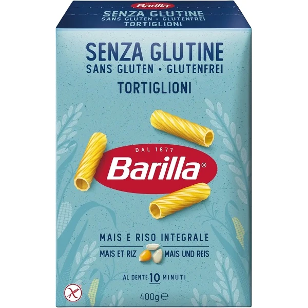 Barilla Senza Glutine, włoski makaron bezglutenowy, Tortiglioni, 400g