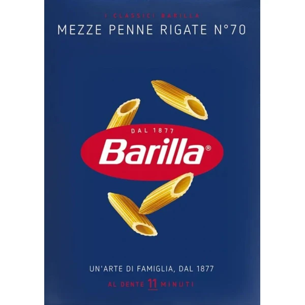 Barilla, włoski makaron, Mezze Penne Rigate N°70, 500g