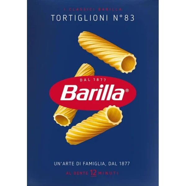 Barilla, włoski makaron, Tortiglioni N°83, 500g