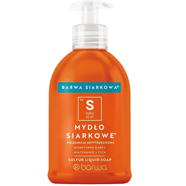 Barwa Siarkowa, mydło siarkowe w płynie, pielęgnacja antytrądzikowa, 300ml