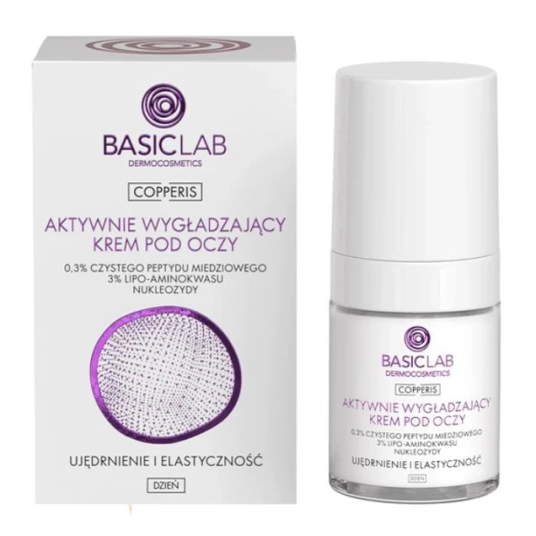 BasicLab Copperis, Ujędrnienie i Elastyczność, aktywnie wygładzający krem pod oczy, 18ml
