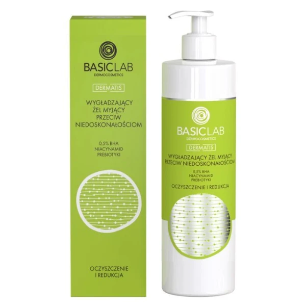 BasicLab Dermatis, Oczyszczenie i Redukcja, wygładzający żel myjący przeciw niedoskonałościom z BHA, 300ml