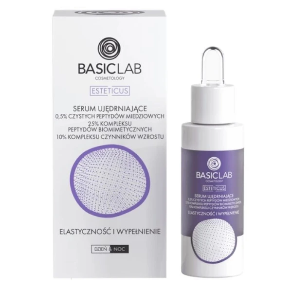 BasicLab Esteticus, Elastyczność i Wypełnienie, serum ujędrniające z 0,5% czystych peptydów miedziowych, 30ml