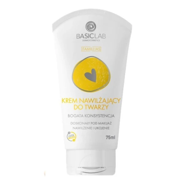 BasicLab Famillias, Nawilżenie i Ukojenie, krem nawilżający do twarzy, bogata konsystencja, 75ml