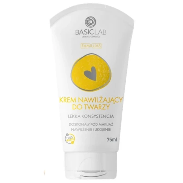 BasicLab Famillias, Nawilżenie i Ukojenie, krem nawilżający do twarzy, lekka konsystencja, 75ml