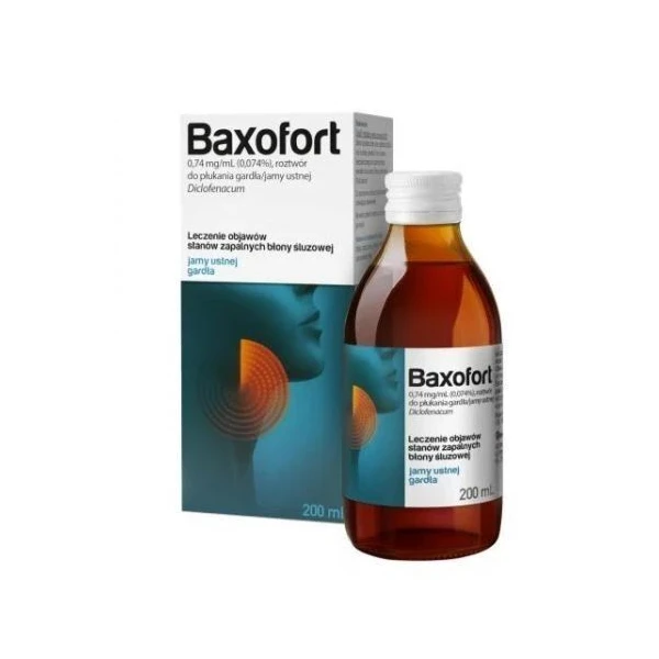 Baxofort 0,74mg/ml, roztwór do płukania gardła i jamy ustnej, 200ml