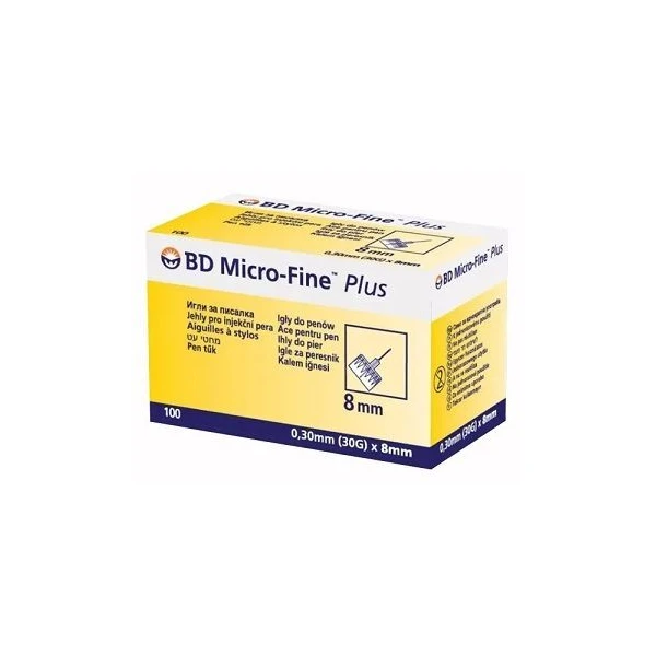 BD Micro-Fine Plus, igły do penów insulinowych, 30G, 0,3 x 8mm, 100 sztuk