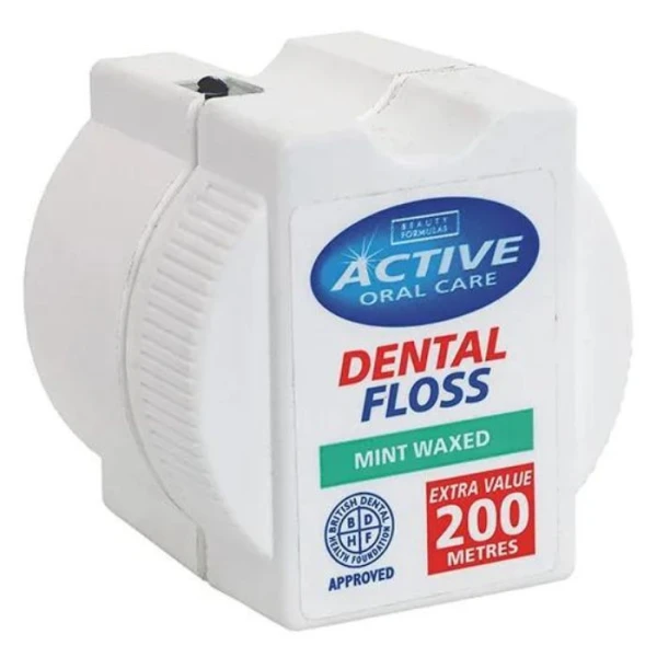 Beauty Formulas Active Oral Care, nić dentystyczna, miętowa woskowana, 200m