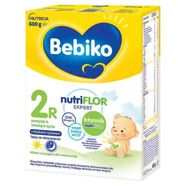 Bebiko 2R NutriFlor Expert z kleikiem ryżowym, mleko następne, po 6 miesiącu, 600g