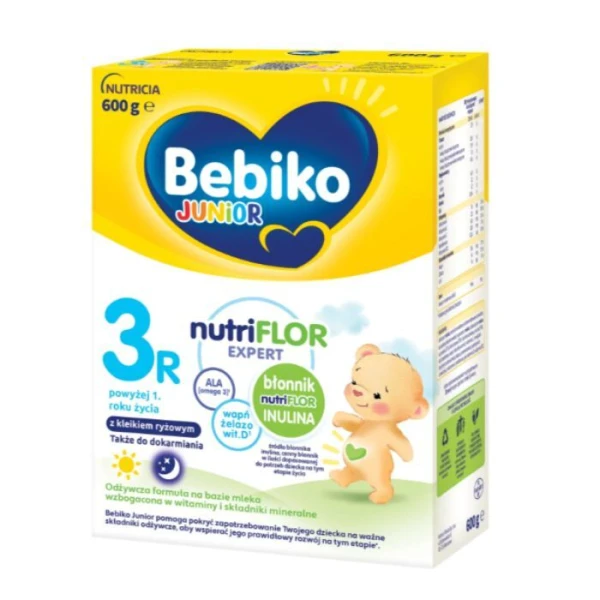 Bebiko Junior 3R NutriFlor Expert z kleikiem ryżowym, formuła na bazie mleka, po 1 roku życia, 600g