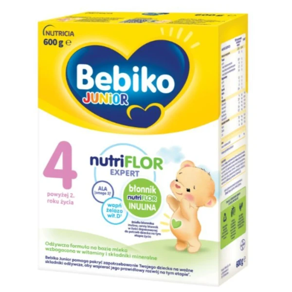 Bebiko Junior 4 NutriFlor Expert, formuła na bazie mleka, po 2 roku życia, 600g