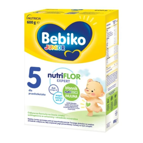 Bebiko Junior 5 NutriFlor Expert, formuła na bazie mleka, dla dzieci od 2,5 roku życia, 600g