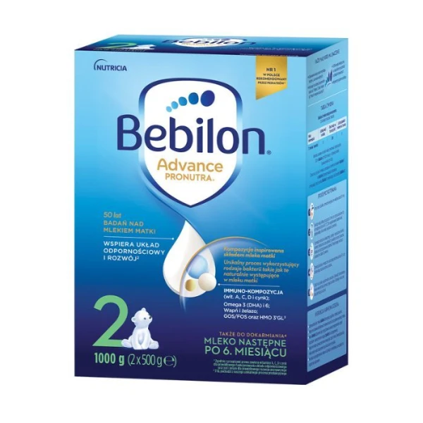 Bebilon 2 Advance, mleko modyfikowane, dla niemowląt po 6 miesiącu życia, 1000g