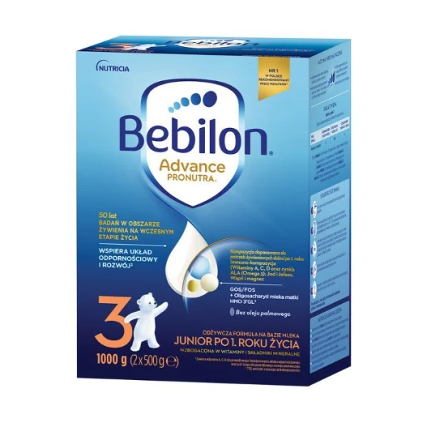 Bebilon 3 Advance, formuła na bazie mleka, po 1 roku życia, 1000g